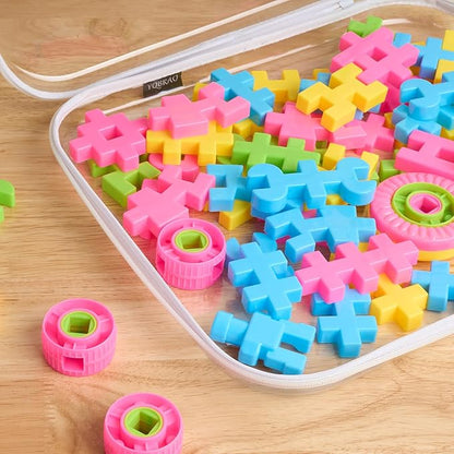 Bliss Bins - Hard Sided Clear Zipper Case for Storage- Professional-Grade Plastic Clear Zipper Pencil Case,Toy Storage Bins, Toiletry Pouch, Travel Organizer, Cosmetic Bag（White,2 Pack, L）