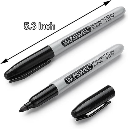 Permanent Markers Bulk, 50 Pack, Black Permanent Marker Pens, Fine Tip, Waterproof, Quick Drying, Smooth Writing, Used on Glass Metal Stone Paper Most Surfaces, Office School Supplies