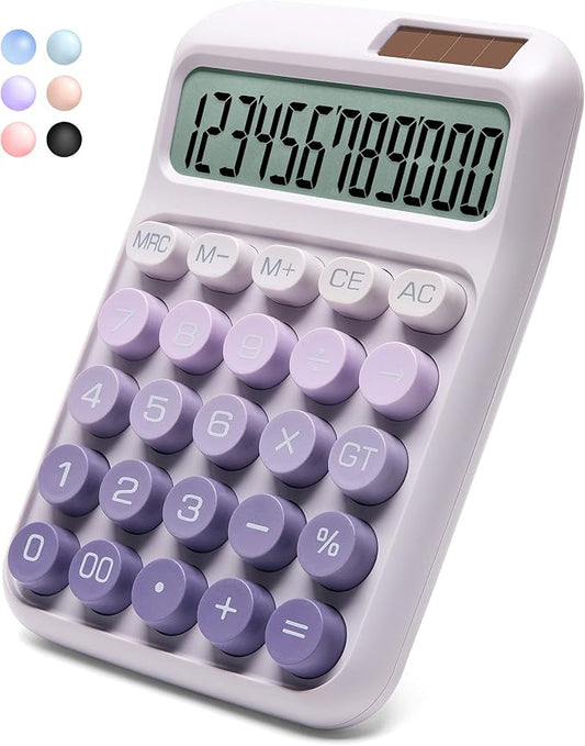 Desk Calculator,12 Digits, Large LCD Display,Big Buttons,Solar and Battery Dual Power Desktop Calculators,Cute and Aesthetic,Suitable for Office and Study (Ombre Purple, M)