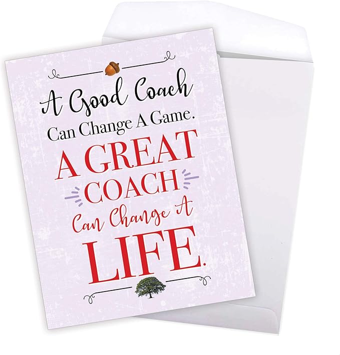 NobleWorks - 1 Jumbo School Coaches Thank You Greeting Card From US from Everyone w/Envelope (8.5 x 11 Inch) Team Sports Gratitude, Teacher and Mentor Notecard - Life Changing Coach J3127TYG-US