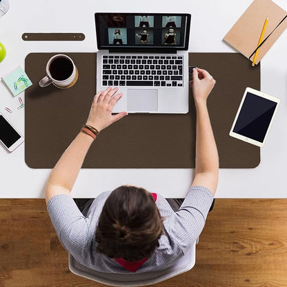 Boutilon Leather Desk Pad 24"x 14" Non-Slip Mouse Pad,Office Desk Mat,Waterprooft PU Leather Desk Blotter,Desk Pad Protector,Desk Writing Pad for Home Office Decor (S-Coffee)