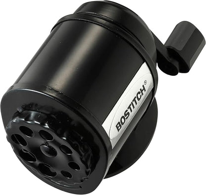 Bostitch Office Wall Mount Manual Pencil Sharpener, Tip Saver, 8 Hole Dial, 6X Longer Cutter Life, Vertical or Horizontal Mounting Black (MPS1-BLK)