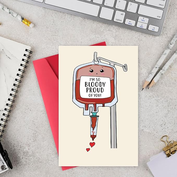 Sweet Medical Card Gift for Nurse Doctor Pharmacy, Funny Medical Graduation Card, Hematologist Card, Cute Blood Card, I'm So Bloody Proud Of You Card