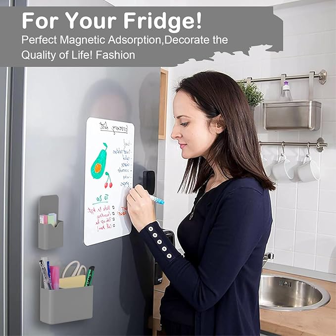 Magnetic Pen Holder,2 Pack Magnetic Dry Erase Marker Holder with Generous Compartments,Strong Magnet Storage Marker Pen Pencil Organizer for Refrigerator,Whiteboard,Locker Accessories