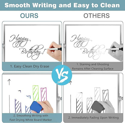 OWill Dry Erase White Board, 8” X 12” Small Whiteboard with Stand, Mini Whiteboard A4 Magnetic Desktop Board & Portable Double-Sided White Board Easel for Kids Drawing in School & Home