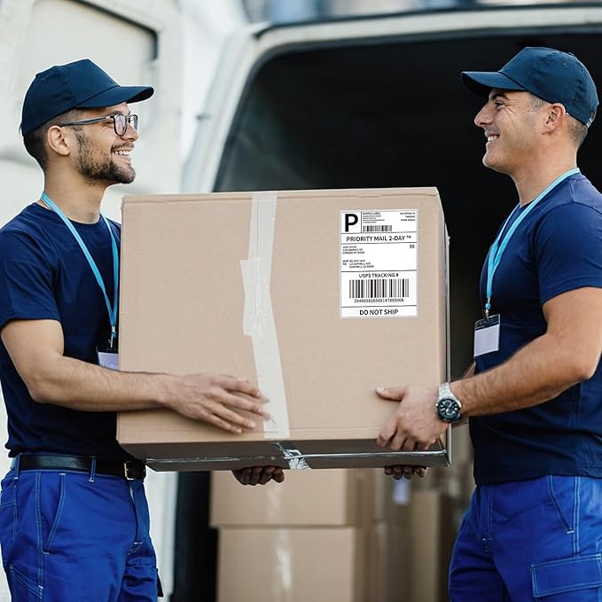 Phomemo Shipping Labels - Packs of 500 4X6 Per Fan-Fold Label Compatible with Phomemo 241bt, D520BT, B246D Label Printer, Thermal Labels for Address, Mail, Product Logo Labels, Commercial Grade, White