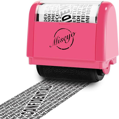 Miseyo Wide Roller Stamp Identity Theft Stamp 1.5 Inch Perfect for Privacy Protection - Peach
