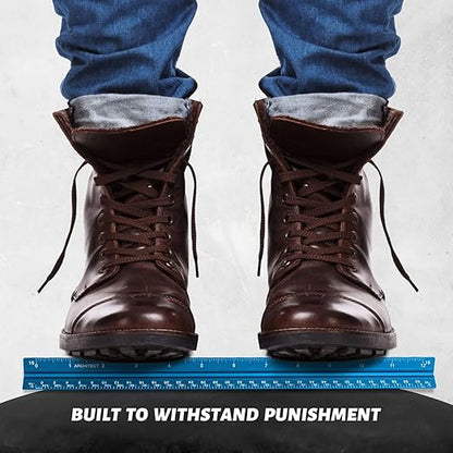 Architectural Scale Ruler, Imperial Measurements 12'', Laser-Etched Aluminum Architect Triangular Ruler for Architects, Students, Draftsman, and Engineers(Blue)