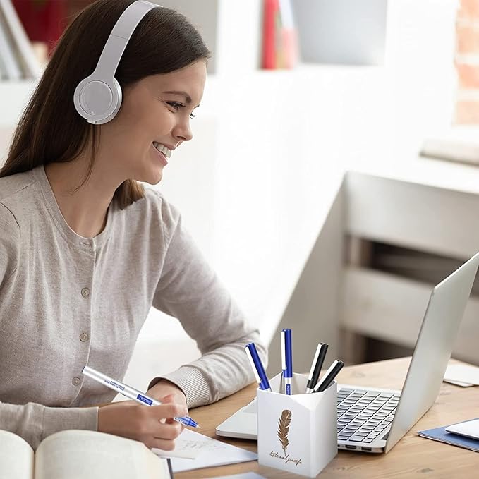 GC QUILL 48 Rollerball Pens 0.5mm Needle Point Black Liquid Ink Pens 24 and Blue Liquid Ink Pens 24 for Bullet Journaling, Office Supplies for Writing, Taking Notes & Sketching BKL48