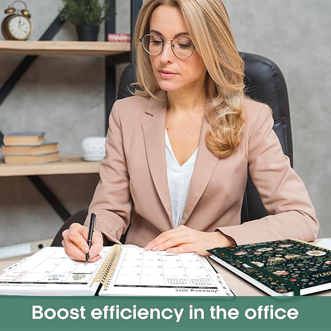 2026 Planner, Aesthetic Weekly and Monthly Planner for Women, Jan 2026 to Dec 2026, Hardcover 2026 Calendar Book with Monthly Tabs, Inner Pocket, Perfect for Office Home School - A4 (8.5" x 11"), Insects in Blooms