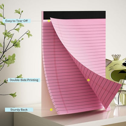 2 Pack Legal Pads 8.5 x 11 Pink Note Pads 8.5 x 11 Purple Notepad 8.5 x 11 Perforated Writing Pads 8.5 x 11 Lined Paper Pads Wide Ruled Pad of Paper 30 Sheets Notebook for Study, To-Do Lists, Office