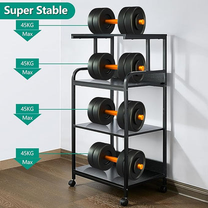 4 Tier Printer Stand with Wheels Printer Table, Multipurpose Office and Home Storage Rack, Removable and Fixed Printer Stand for Fax Machine, Scanner, Roller Cart Stand Black
