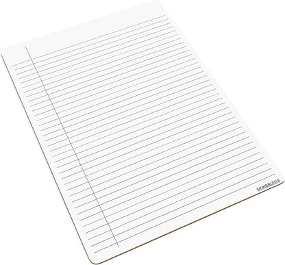 Scribbledo Dry Erase Notebook College Ruled Lined Board 9"x12" Reusable Lined Erasable Ruled Writing Note Pad Lapboard, Blank Whiteboard on Reverse