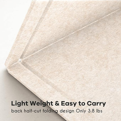 Large Bulletin Board - 48 x 48 Inches, Decorative Felt Pin Board for Wall - 4' x 4' Foldable Photo Display Board with Self-Adhesive Tape, Includes 20 Push Pins - Oatmeal