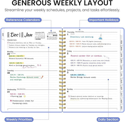 2026 Planner, Weekly and Monthly Calender Planner, Jan 2026 to Dec 2026, Hardcover 2026 Calendar Planner Book with Tabs & Inner Pocket, Office Home School Supplies for Women & Men - A5 (6.3" x 8.5"), Lavender