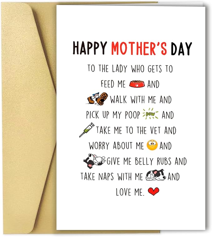 OJsensai Happy Mothers Day Card from Dog, Dog Mom Mothers Day Gifts for Dog Mom Grandma, Dog Mom Mother’s Day Card for Her, the Lady Who Love the Dog