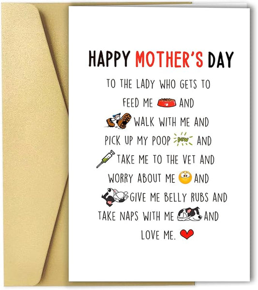 OJsensai Happy Mothers Day Card from Dog, Dog Mom Mothers Day Gifts for Dog Mom Grandma, Dog Mom Mother’s Day Card for Her, the Lady Who Love the Dog
