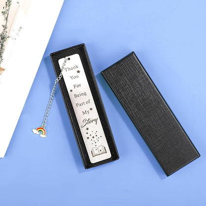 Teacher Appreciation Bookmark, Metal Graduation Bookmark for Teacher Thank You Book Marker with Rainbow Charm Stainless Steel Teacher Bookmark Students Gifts Gratitude for Tutors, with Gift Box