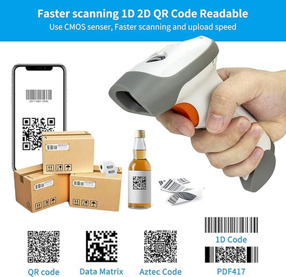 NetumScan Bluetooth 2D Barcode Scanner, 3 in 1 Automatic Wireless QR Barcode Reader USB Image Code Scanner for Store, Warehouse POS, Computer, Tablet, iPad, iPhone, Android