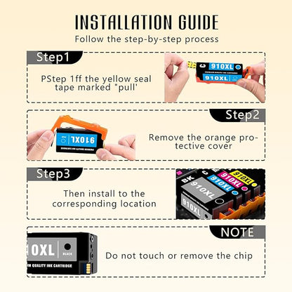 910 Ink 910XL 8020 Printer Ink Cartridges for HP 910 Ink Compatible for 910XL HP910XL HP910 Cartridges Combo Pack for 8025e 8015e 8020 8028e 8025 8035 8022 (Black, Cyan, Magenta, Yellow, 4 Pack)