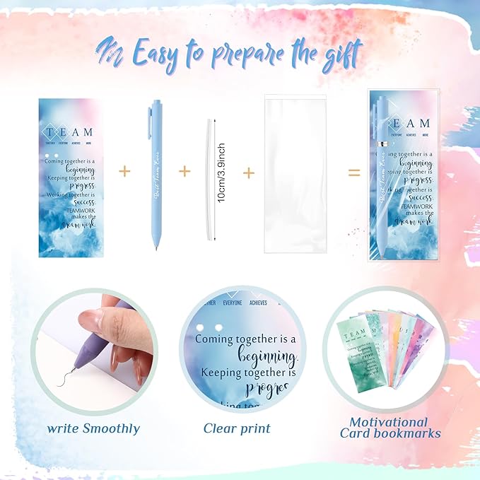 Quelay 30 Set Christmas Inspirational Gift Bulk with Motivational Pens Inspiring Quote Bookmarks Team Building Gifts for Employees Appreciation Team Women Staff Gifts Bulk Volunteers(Team)