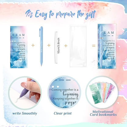 Quelay 30 Set Christmas Inspirational Gift Bulk with Motivational Pens Inspiring Quote Bookmarks Team Building Gifts for Employees Appreciation Team Women Staff Gifts Bulk Volunteers(Team)