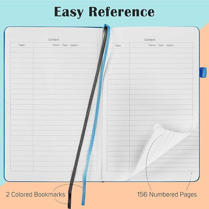 7 Pack Lined Journal Notebook, Hardcover PU Leather Notebook for Men Women, 100 GSM Thick Numbered Pages with Index Content, Inner Pockets, Bookmarks, A5 Ruled Writing Journal Bulk (Multicolor)