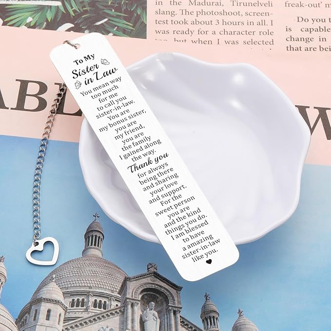 Sister in Law Gifts, Christmas Stocking Stuffers for Sister in Law, Sister in Law Bookmark, Wedding Birthday Gifts for Sister in Law, Sister-in-Law Gifts, Xmas Valentines Gifts for Sister in Law