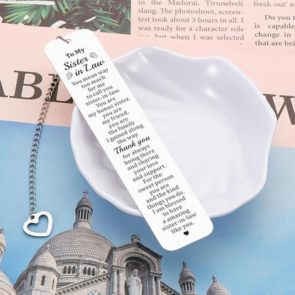 Sister in Law Gifts, Christmas Stocking Stuffers for Sister in Law, Sister in Law Bookmark, Wedding Birthday Gifts for Sister in Law, Sister-in-Law Gifts, Xmas Valentines Gifts for Sister in Law