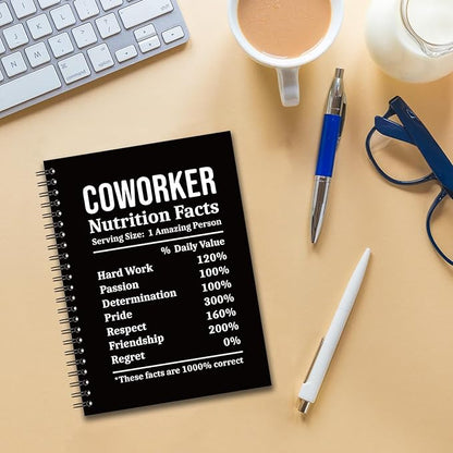 YAZMEEN Coworker Blank Spiral Notebook（160 Pages） Coworker Nutrition Facts Hardcover Sketchbook Appreciation Gifts for Employee Coworker Funny Notebook Birthday Gifts for Women Men Colleague Friend