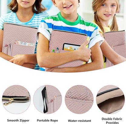 Book Sleeve with Zipper, 11"X9" Padded Book Protector, Washable Quilted Book Covers for Paperbacks, Book Pouch with Pockets for Book Lover Gifts