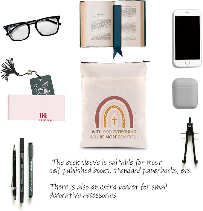 ENSIANTH Christian Gift Faith Gift with God Everything Will be More Beautiful Book Sleeve First Communion Gift Religious Gifts (god Beautiful BS)