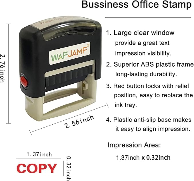 WAFJAMF Copy Message Stamp Self-Inking Rubber Stamp Office Stamp Red Ink-Medium