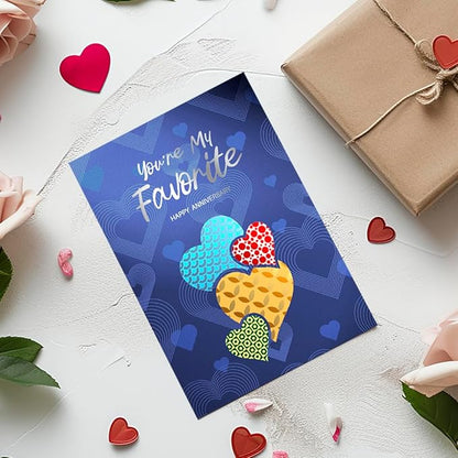 Anniversary Card to Husband Wife, Happy Anniversary for Him Her Couple, Premium Specialty Paper with Silver Foil Accents and a Textured Frosted Finish