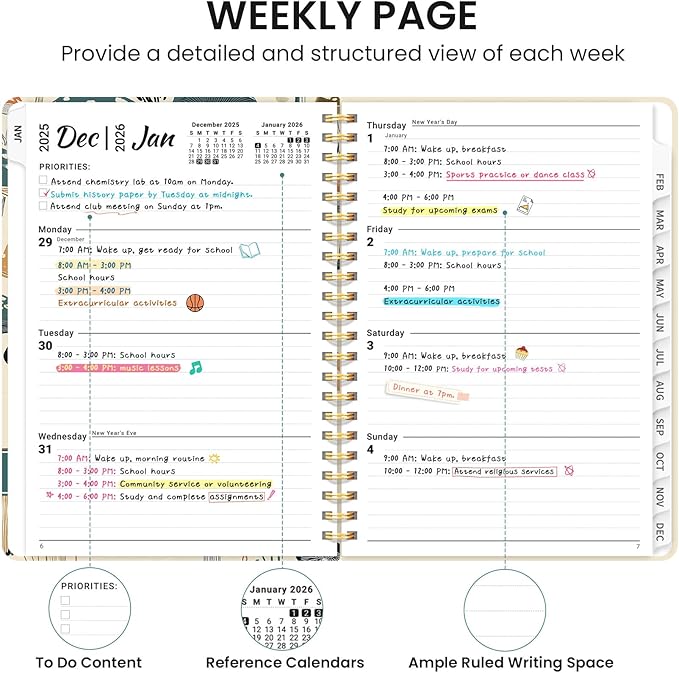 2026 Planner, Aesthetic Weekly and Monthly Planner for Women, Jan 2026 to Dec 2026, Hardcover 2026 Calendar Book with Monthly Tabs, Inner Pocket, Perfect for Office Home School - A4 (8.5" x 11"), Mushrooms Grove
