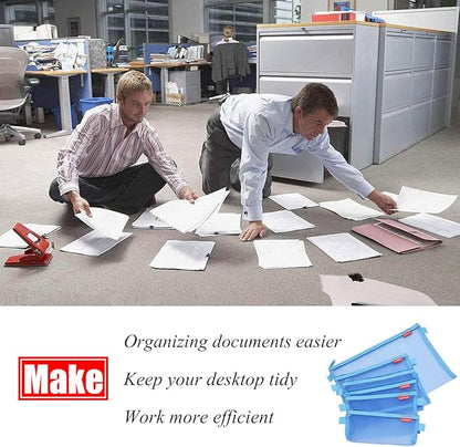 Pendancy Mesh Zipper Pouch 5pcs Lightweight Nylon File Folders Document Organizer Cosmetic Bags Accessories Storage for Travel and Office Supplies (Blue, A4 A5 A6)