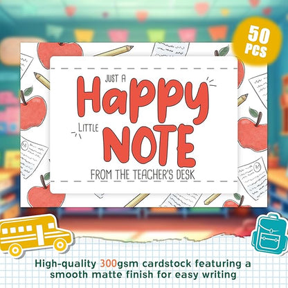 LOVEDMORE Happy Note from Teachers Desk Cards, Teacher Mail for Elementary Classroom Rewards to Students