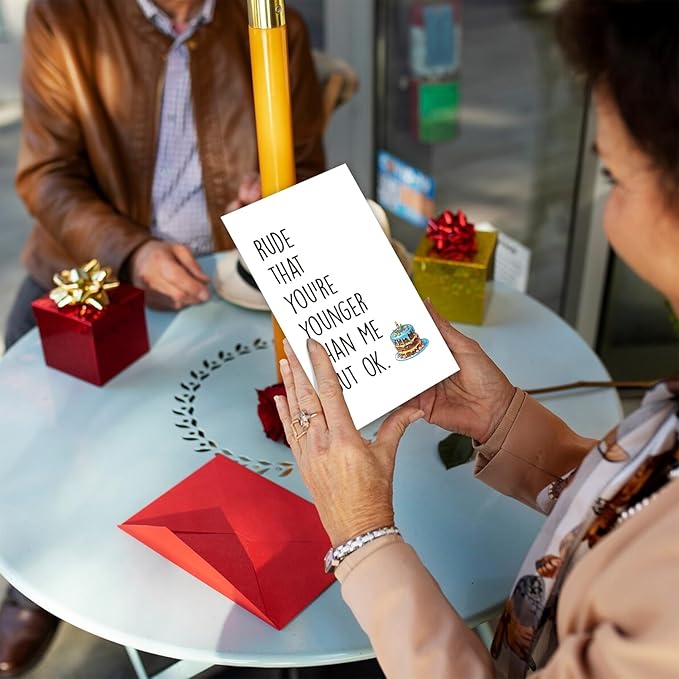 Rude But Ok Birthday Card for Friend, Funny Cousin Birthday Card for Little Brother Sister, Lovely Younger than Me Birthday Card