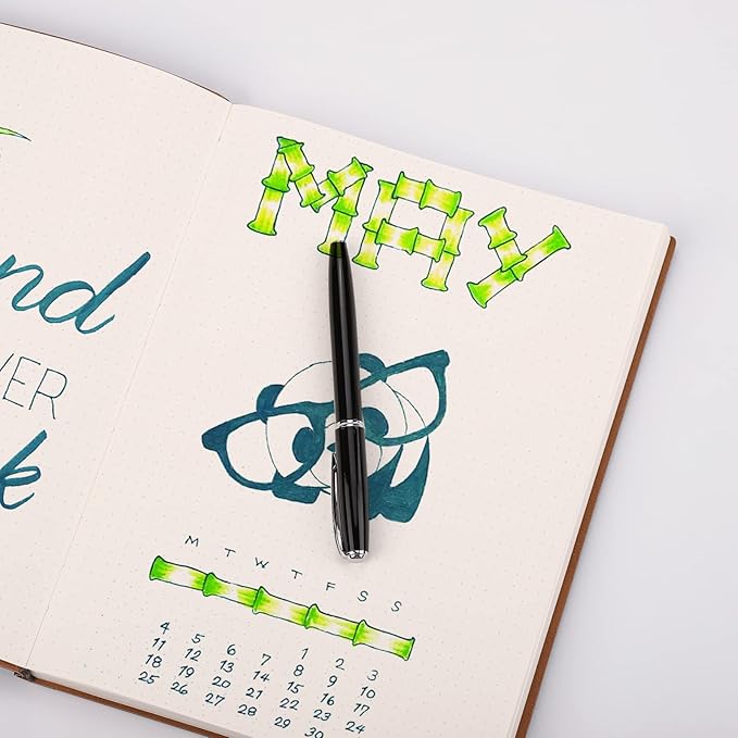 AHGXG Bullet Dotted Journal 2 Pack - B5 Large Journal Dot Grid Notebook (7.6'' X 10'') with Thick 120gsm Dot Paper, Soft Leather Cover, Total 384 Pages, Inner Pocket - Black