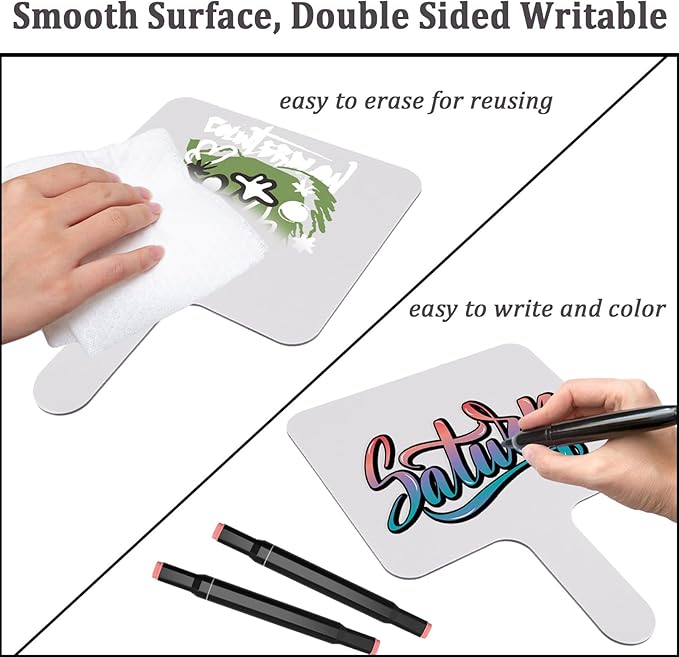 Acrux7 25 Pack Dry Erase Paddles 10" x 8" Handheld Whiteboard Paddles, Double Sided White Board Paddles, Small Dry Erase Answer Paddles for Classroom, Teaching, Auction, Office, Meeting, Party