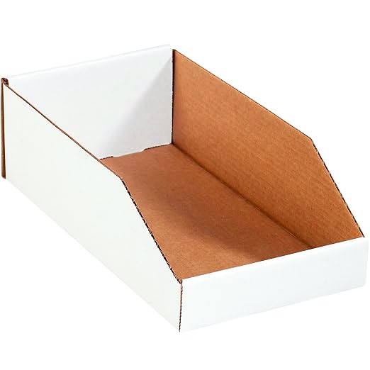 Partners Brand PBINMT815 Open Top Bin Boxes, 8" x 15" x 4 1/2", Oyster White (Pack of 50)