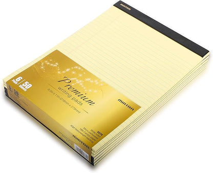 Mintra Office Legal Pads, ((xPremium, 8.5in x 11in, Wide (Canary), 36pk (6-6pks)), Wide Ruled, 50 Sheets per Notepad, Micro perforated Writing Pad, Notebook Paper for School, College, Office, Work