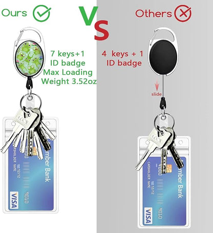 Cute Frog Lanyards for Id Badges, Retractable ID Badge Holder with Detachable Lanyard, Fashionable Badge Reel Heavy Duty with Carabiner Clip, Nurse Teacher Office Gifts