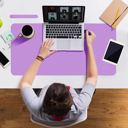 ‎Boutilon Leather Desk Pad 30" x14",Non-Slip Mouse Pad,Office Desk Mat,Waterprooft PU Leather Desk Blotter,Desk Pad Protector,Desk Writing Pad for Home Office Decor (M-Purple)