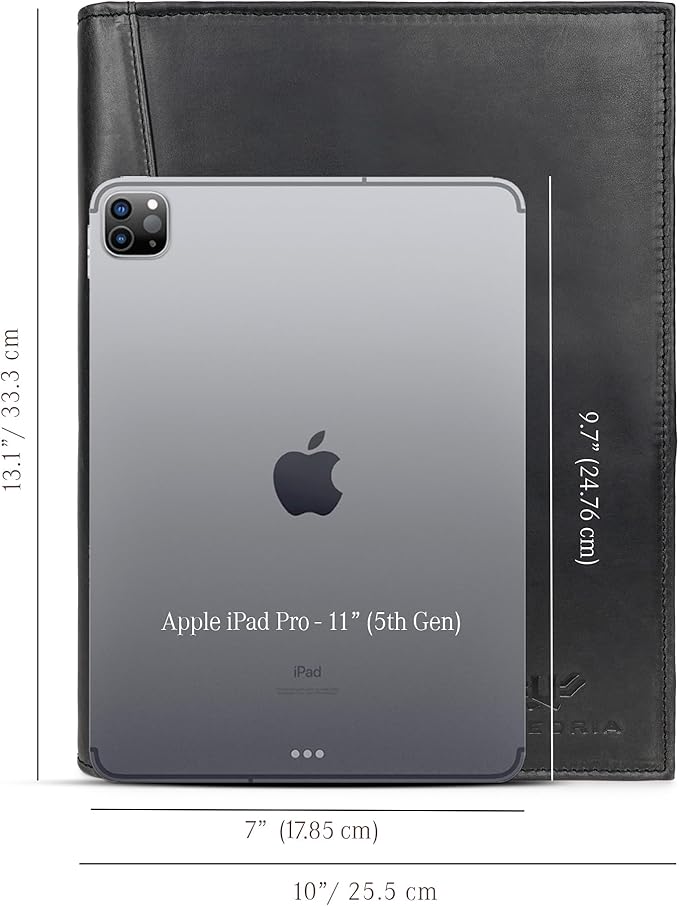 Leather Portfolio Professional Organizer Padfolio – Resume Folder, Document Binder w/Business Card Holder, Portfolios for Men & Women, Office & Business Supplies by Luxeoria | (Medium - Black)