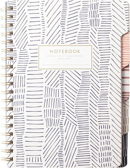 Fringe Studio Large Tab Notebook,Tribal Lines, Flexible Paperback Cover, College Ruled, 5 Subject/Die-Cut Dividers, 7.25" X 10", 180 Lined Pages (343007), Multicolor