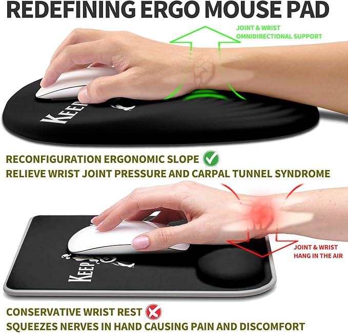 Hokafenle Ergonomic Mouse Pad Wrist Support, Terraced Slope Carpal Tunnel Wrist Pad for Mouse with Unibody Memory Foam, Wrist Rest Pain Relief Mousepad (Rocking, 11.8x7.9 in)
