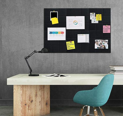 Large Cork Board Felt Board Tiles for Walls with 30 Push Pins, 11.8"x11.8" Pack of 12 Pin Board Notice Boards for Home Office Kitchen, Bulletin Board Wall Tiles for Photos Memos