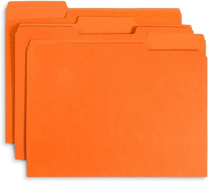 Blue Summit File Folders, Letter Size, 1/3 Tab, Orange, Great for Organizing and Easy File Storage, 200 Per Box