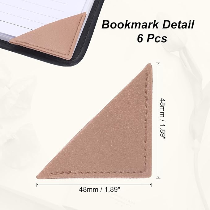 uxcell 6Pcs Leather Square Bookmarks, Corner Bookmarks Book Marks Page Markers Cute Page Clip for Men Women Teacher Reader Book Lover Writers (Pink)